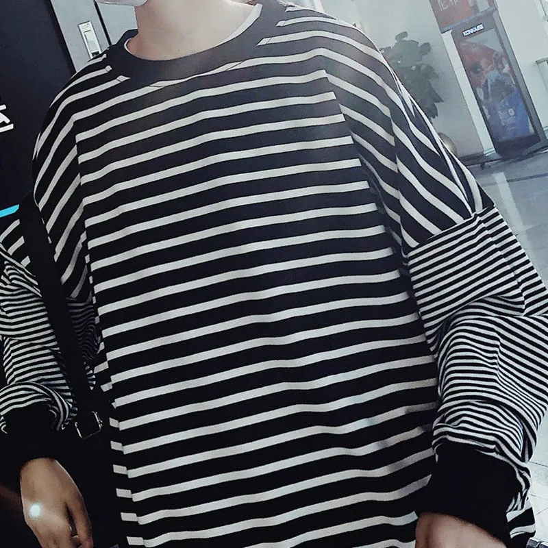 [Korean Style] Eddie Striped Casual Sweatshirt