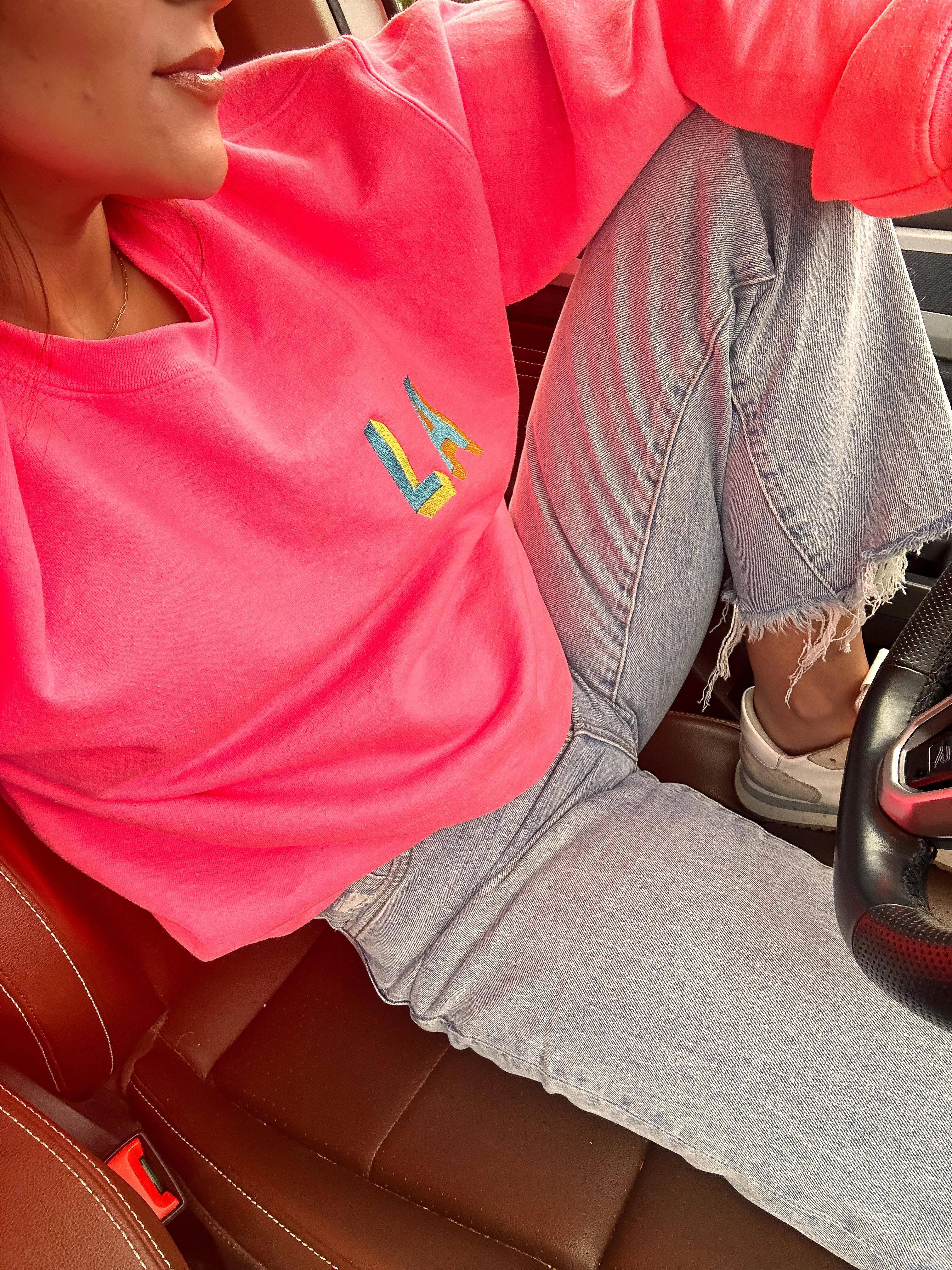 Neon Embroidered 3D Initials Sweatshirt PREORDER
