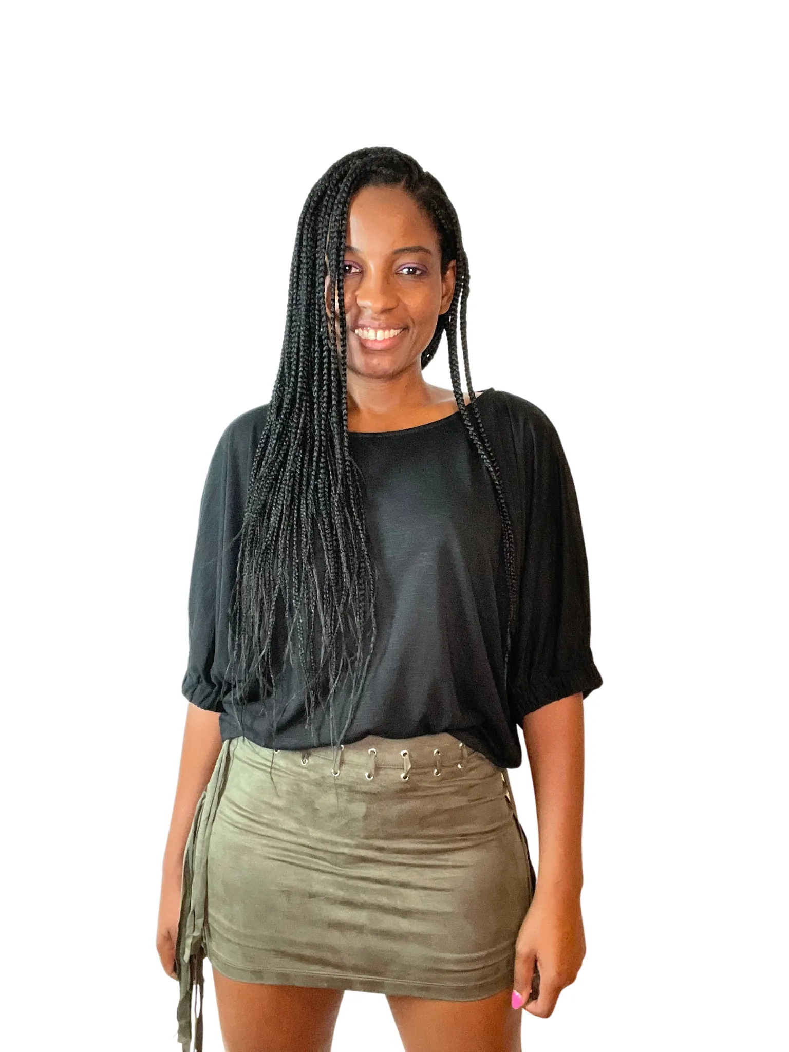 Olive Fringe Mini Skirt