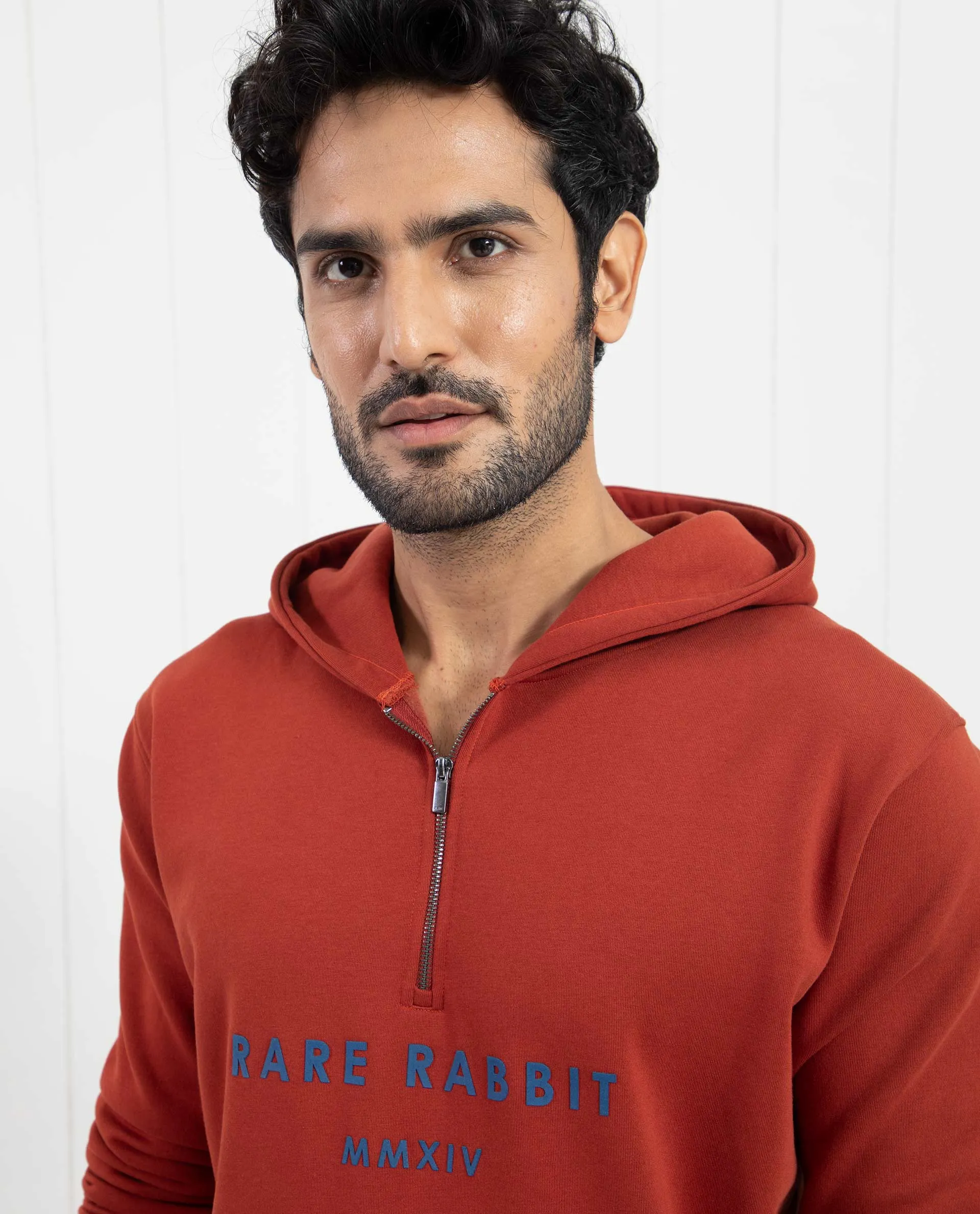 Rare Rabbit Men'S Lorall Brown Sweatshirt Full Sleeves Solid
