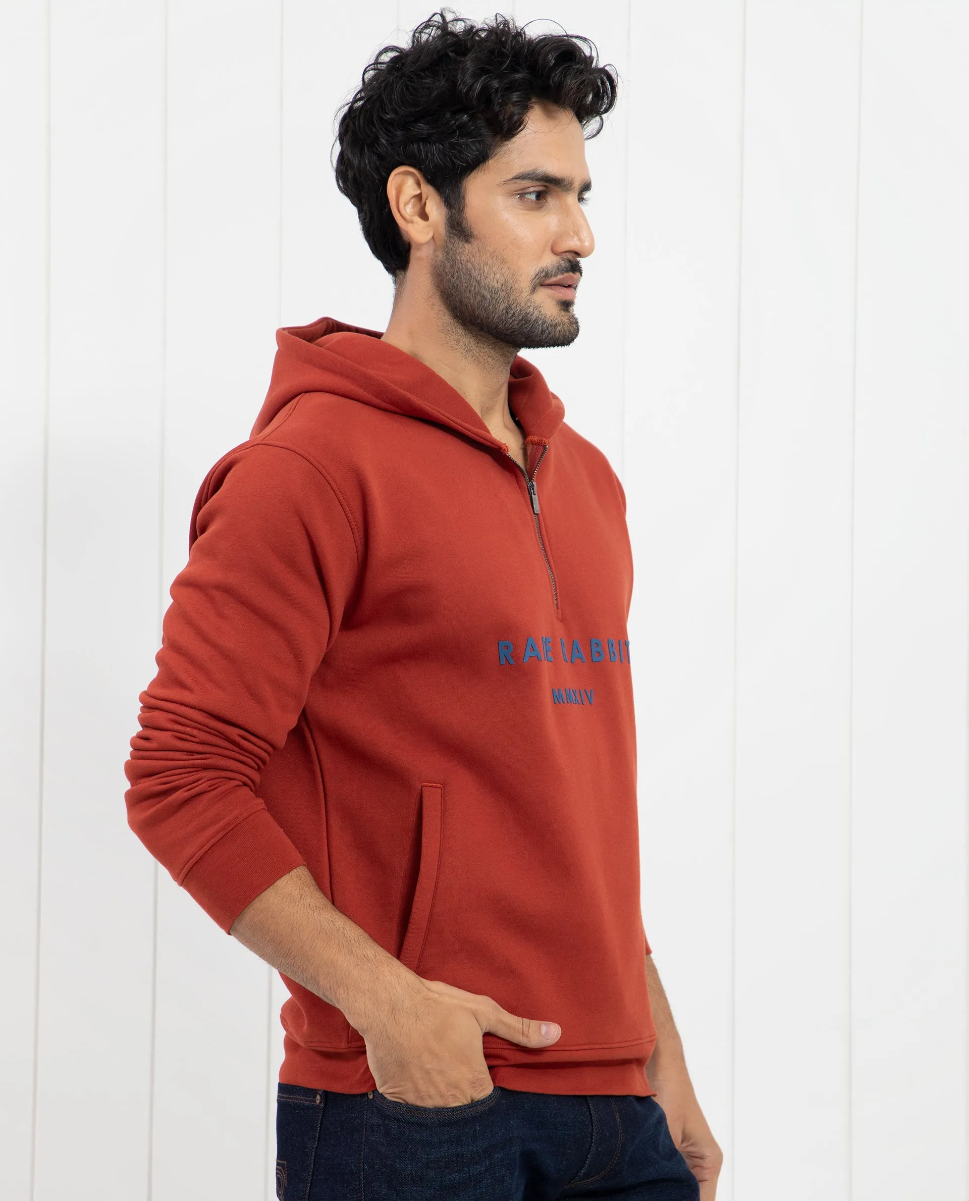 Rare Rabbit Men'S Lorall Brown Sweatshirt Full Sleeves Solid