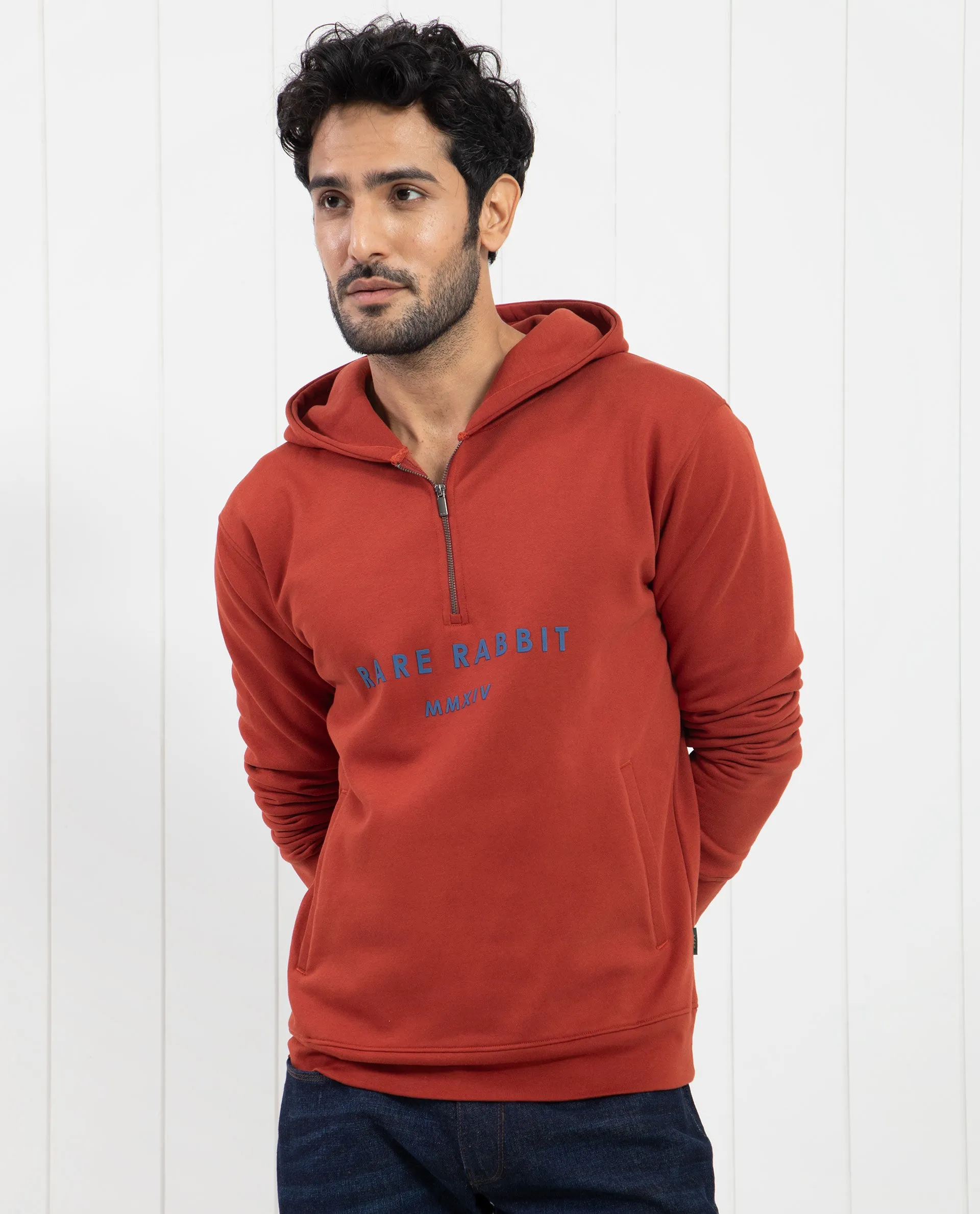 Rare Rabbit Men'S Lorall Brown Sweatshirt Full Sleeves Solid