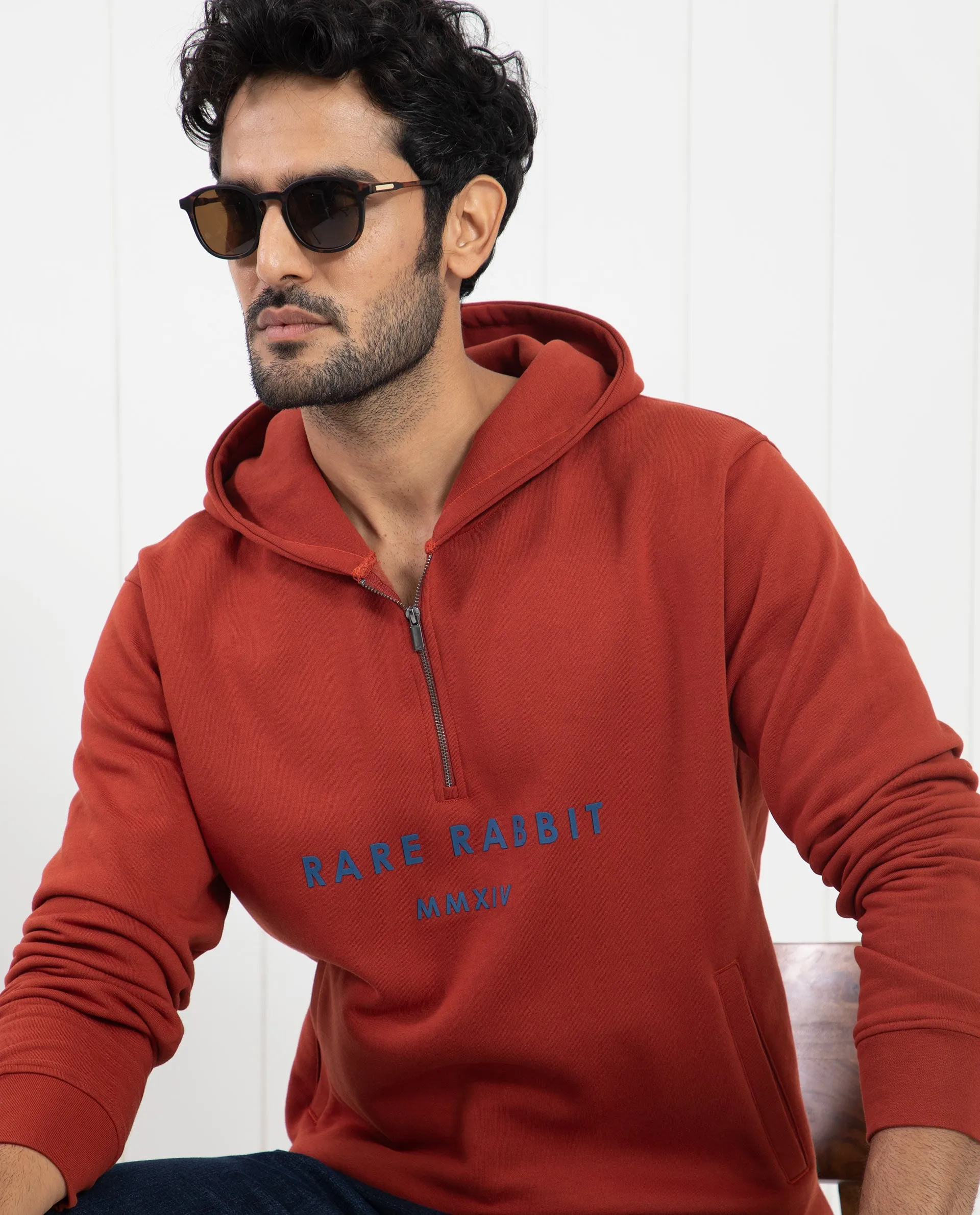Rare Rabbit Men'S Lorall Brown Sweatshirt Full Sleeves Solid