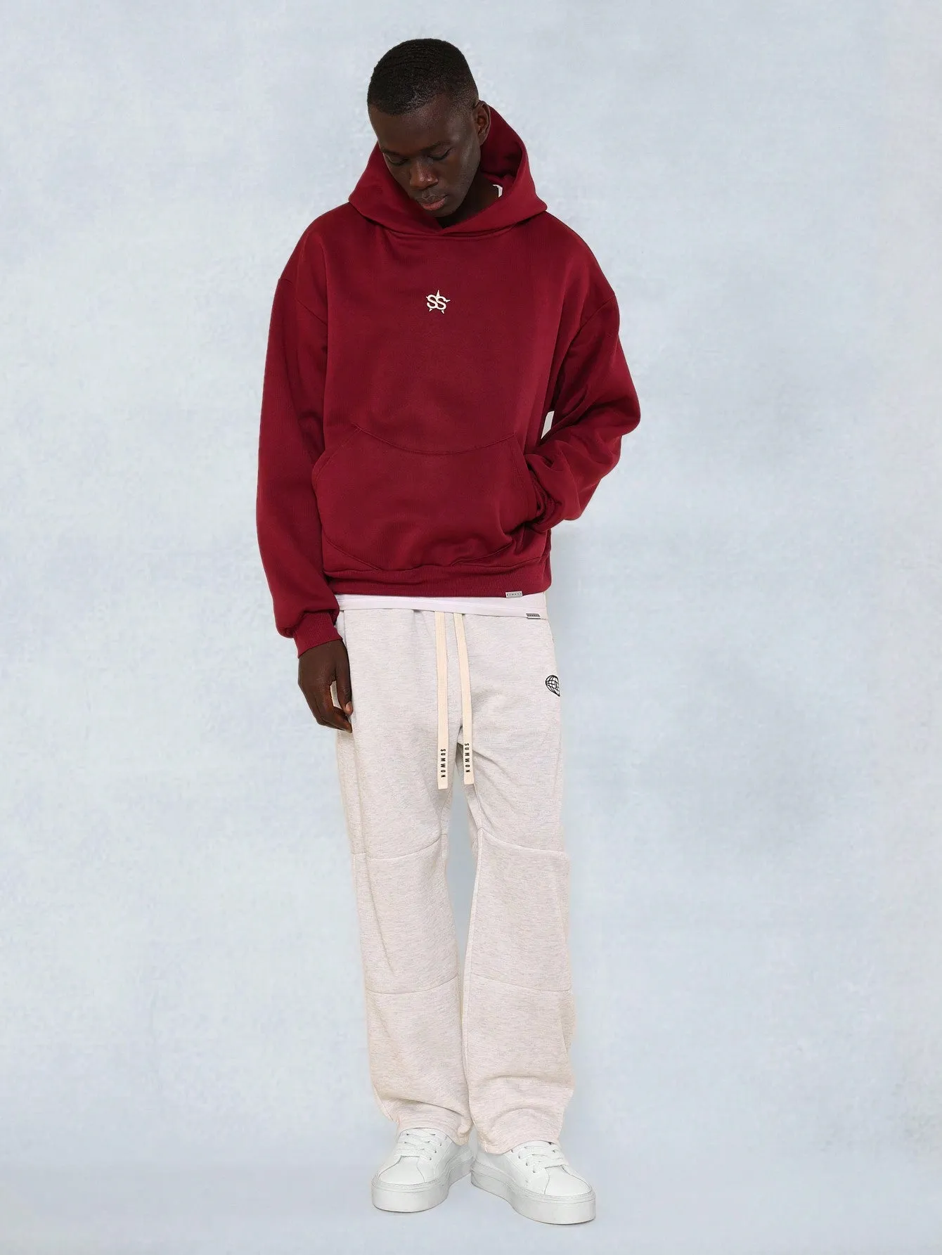 Regular Fit Overhead Embroidered & Graphic Printed Hoodie