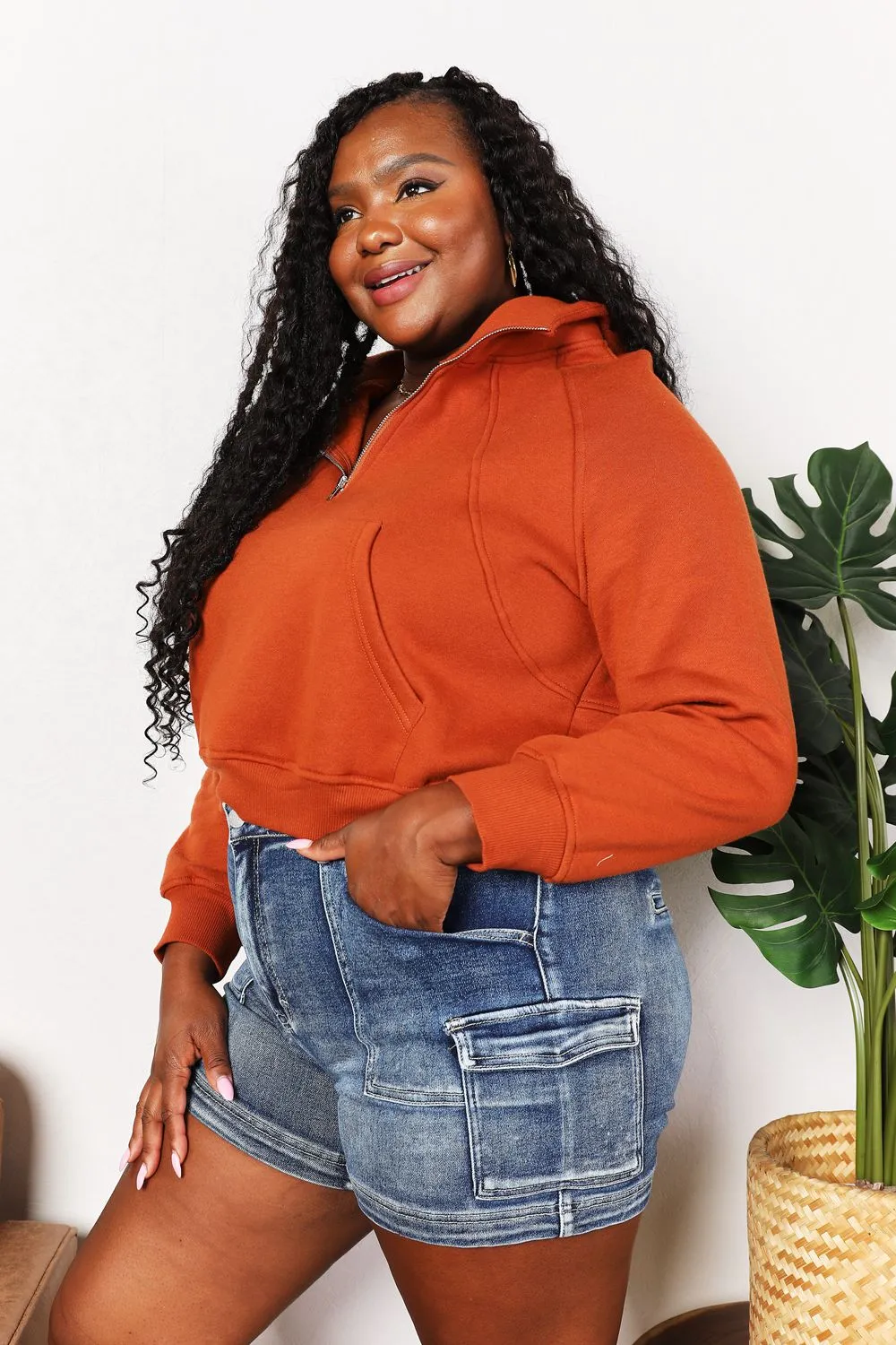 Rust Cropped Hoodie