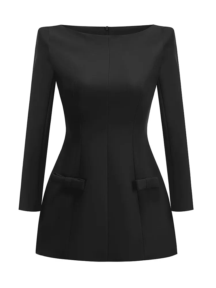 Trend4us Elegant Structured Bow-Detail Mini Dress