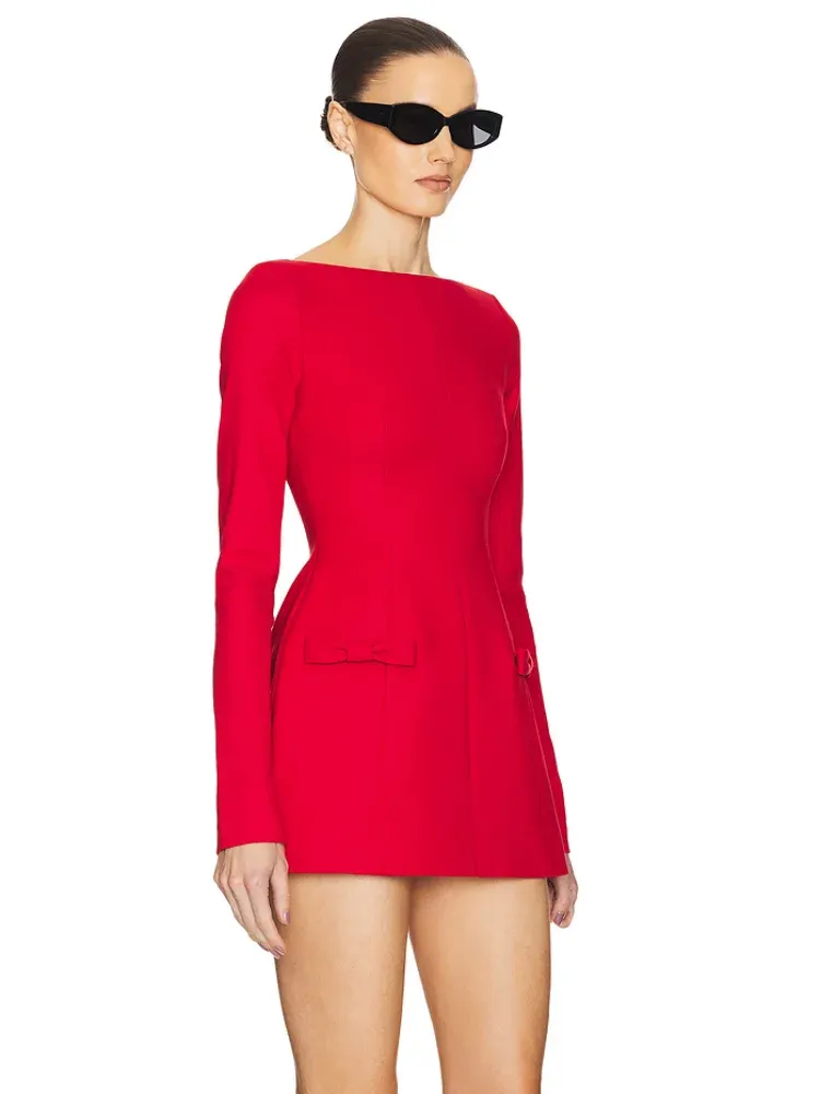 Trend4us Elegant Structured Bow-Detail Mini Dress
