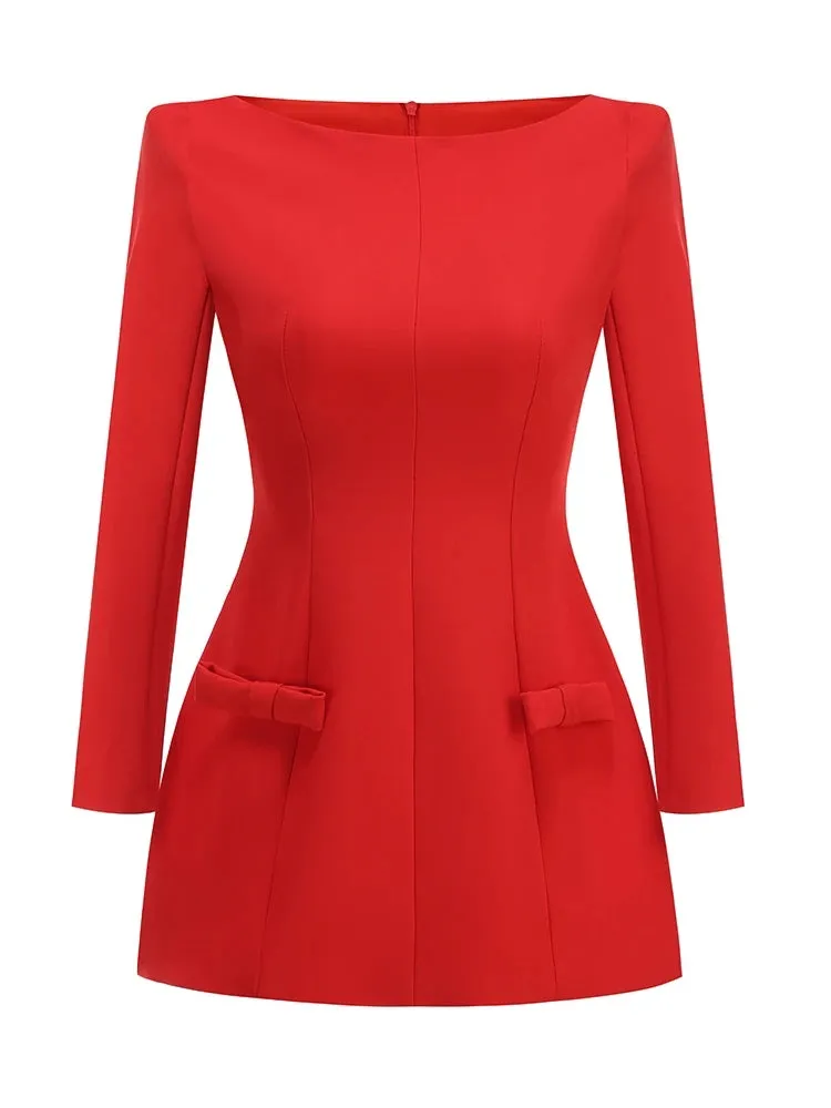 Trend4us Elegant Structured Bow-Detail Mini Dress