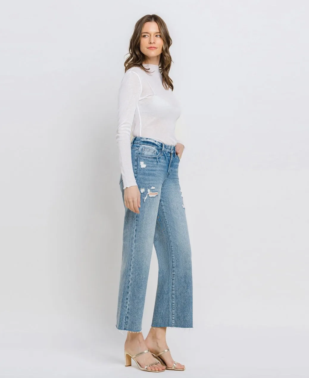 VERVET by Flying Monkey | Crop Wide Leg Jeans