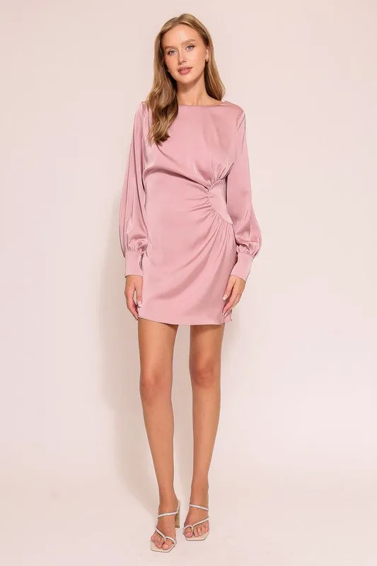Waist Ashirred Satin Dress