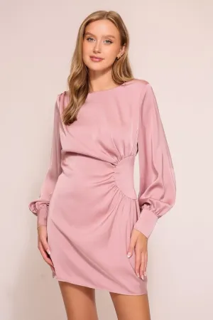 Waist Ashirred Satin Dress