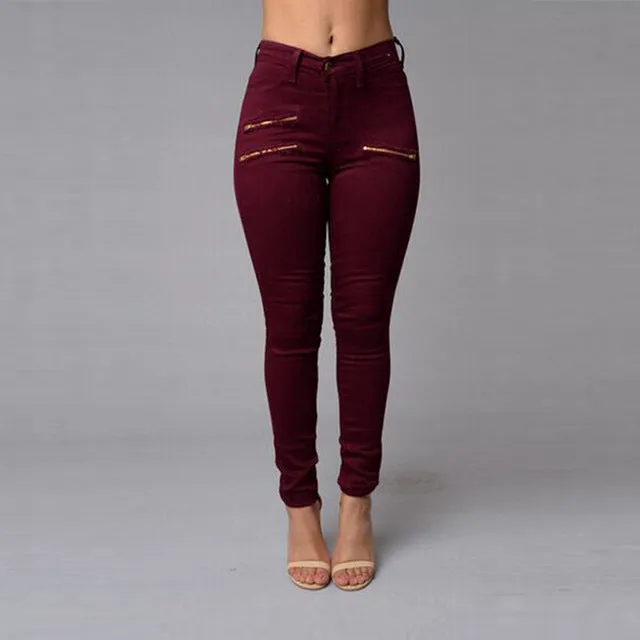 Women Sexy Ripped Zipper Jeans 2018 Ladies High Waist Skinny Pencil Pants Capris Solid Casual Denim Trousers pantalon femme