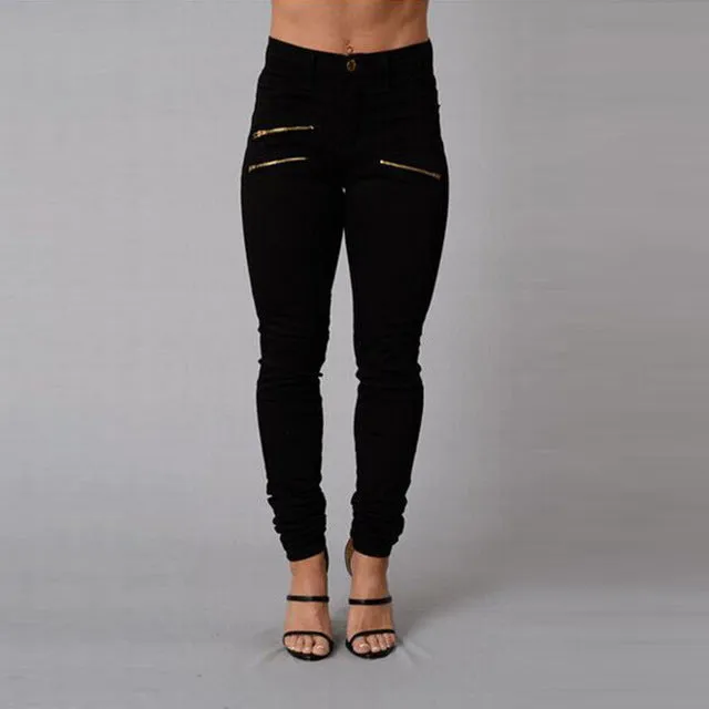 Women Sexy Ripped Zipper Jeans 2018 Ladies High Waist Skinny Pencil Pants Capris Solid Casual Denim Trousers pantalon femme