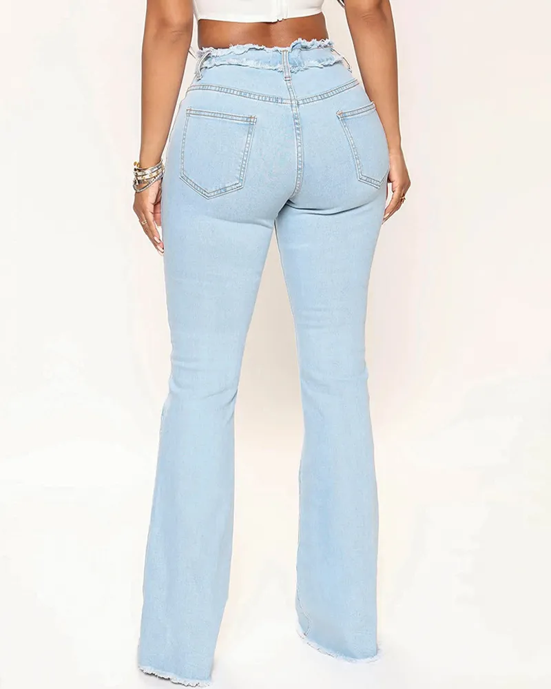 Wool-Edged Elastic Jeans